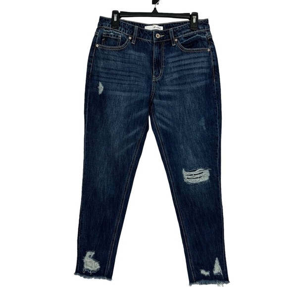 KanCan Junior Women’s Blue Jeans Sz 7/27 Distressed/Ripped/Torn Medium Wash - Picture 1 of 12